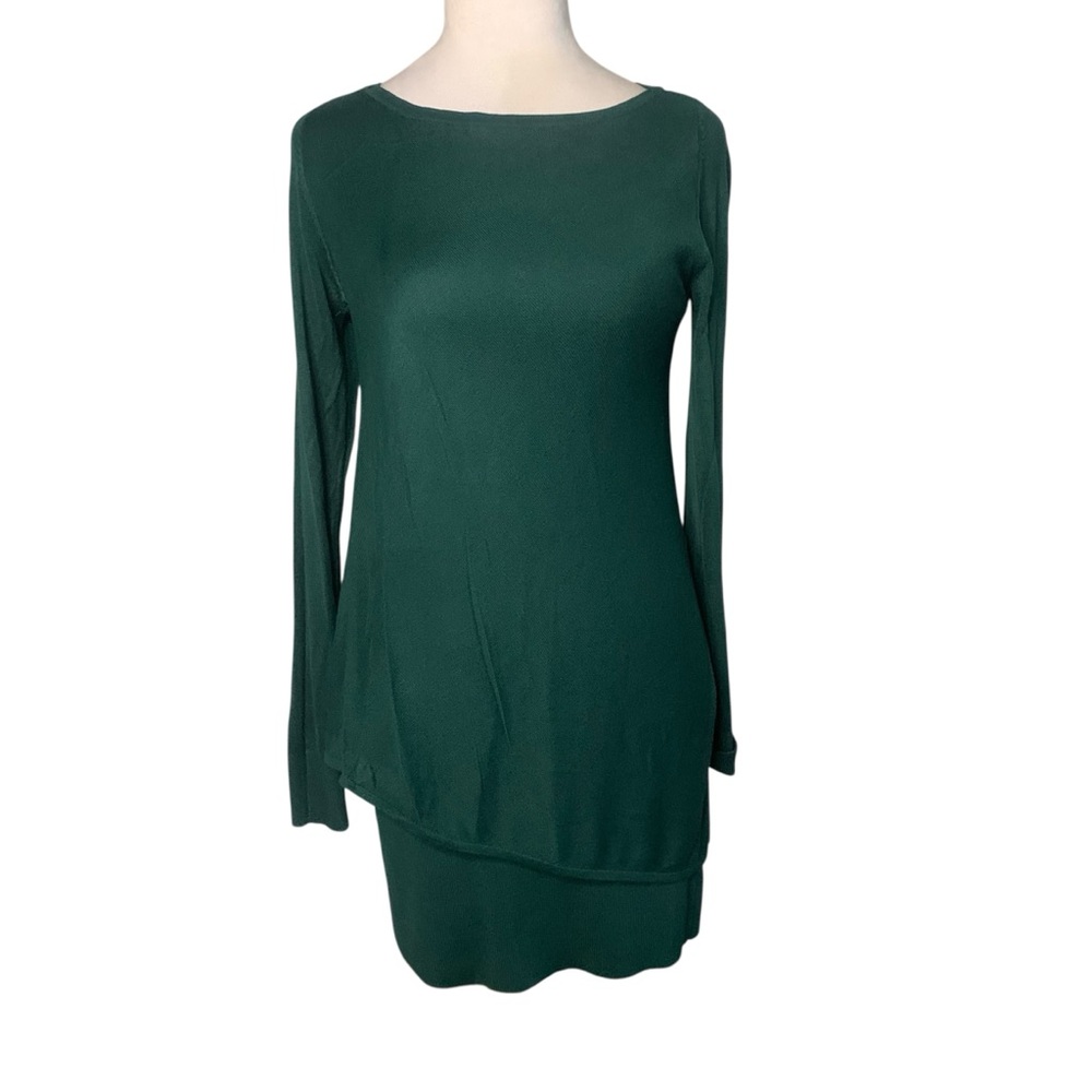 NWT White House Black Market Small Green Layered Long Sleeve Tunic Top